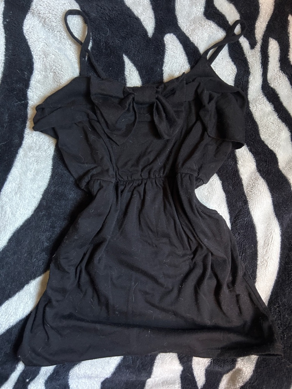 Black Bow Detail Spaghetti Strap Top With Pockets